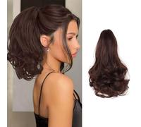 XFSRG Extensión de Cola Caballo Pinza Garra en Extensiones Coleta Postiza Rizada con Pinza Cabello Sintético 27cm Efecto Natural y Voluminoso para Mujeres（Burdeos）