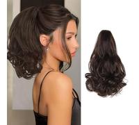 XFSRG Extensión de Cola Caballo Pinza Garra en Extensiones Coleta Postiza Rizada con Pinza Cabello Sintético 27cm Efecto Natural y Voluminoso para Mujeres（Negro）