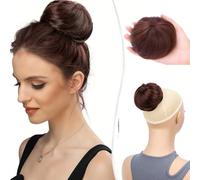 XFSRG Extensión de Cola de Caballo Moños Postizos Pieza de Cabello Sintético Liso Moño Postizo pelo Natural Accesorios de Cabello Elástico para Mujer（Marrón oscuro）