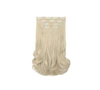 XFSRG Extensiones Clip Pelo Natural 4 Piezas 35cm Largo Ondulado Clip en Extensión de Pelo Rizado Natural Sintética Invisibile para Mujer Postizos Fiesta Diaria (Dorado)