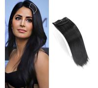 XFSRG Extensiones de Cabello Natural Clip Pelo Sintético Una Pieza Sintético Postizos Moño Postizo Accesorios pelo Mujer（Negro）