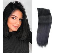 XFSRG Extensiones de Clip Invisibles 100% Cabello Natural 20cm Lacio para Mujeres y Niñas Fácil de Colocar y Mezcla Perfecta（Negro）