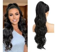 XFSRG Extensiones Pelo Natural 65 cm Largo Ondulado Cola de Caballo Extensión Sintético Resistente al Calor para Mujeres y Niñas(#2)