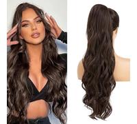 XFSRG Extensiones Pelo Natural 65 cm Largo Ondulado Cola de Caballo Extensión Sintético Resistente al Calor para Mujeres y Niñas(#6)
