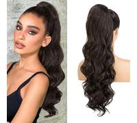 XFSRG Extensiones Pelo Natural 65 cm Largo Ondulado Cola de Caballo Extensión Sintético Resistente al Calor para Mujeres y Niñas(#4)