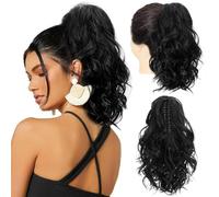 XFSRG Extensiones Pelo Natural Flequillo Postizo Coleta Postiza Moño Cabello Humano Clip Extensiones Cabello Rizado Liso Ondulado Accesorio Peinado Mujer(Negro)