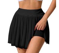 XFSRG Falda para Mujer Verano Plisada Elástica Básica Minifaldas Corta de Cintura Alta Elegante Falda para Informal Deportes Tenis Gimnasio（Negro/S）