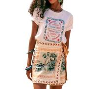 XFSRG Faldas Mujer Verano Elegant Floral Estampado Cintura Alta Casual Chic de Noche Playa Vacaciones(Flores/XL)