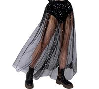 XFSRG Faldas Mujer Verano Largas Transparente Estilo Estrella Brillante Moda Casual Elegante para Fiesta y Playa