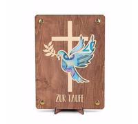 XFSRG Figura de Ángel Madera Decoración Regalo Bautizo para Niñas y Niños con Grabado Soporte de Madera para Dinero Comunión Confirmación Boda