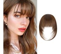 XFSRG Flequillo Postizo Pelo Natural Cabello Clip Extensiones Pelo Franja Frontal Accesorio Peinado para Mujeres el Uso Diario(Marrón)