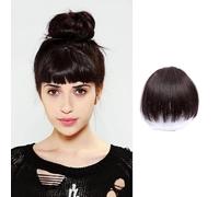 XFSRG Flequillo Postizo Pelo Natural Clip Flequillo Postizo Recto Natural Extensiones Cabello Sintético Clip Ajustable Accesorio Peinado Mujer (Marrón oscuro)