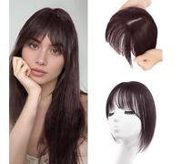 XFSRG Flequillo Postizo Pelo Natural Clip Humano Cabello Extensión de Aire Postizo con Flecos para Mujeres el Uso Diario(Marrón oscuro)