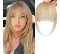 XFSRG Flequillos Postizos Clip Mujer Cabello Humano Real Extensiones de Pelo Natural para Estilo Moderno y Versátil (Gris Dorado)