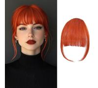 XFSRG Flequillos Postizos Clip Mujer Cabello Humano Real Extensiones de Pelo Natural para Estilo Moderno y Versátil (Naranja)