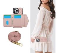 XFSRG Funda Acolchada Iphone15 Plus Bandolera Cartera Tarjetero Correa Ajustable Protección Completa Soporte Integrado