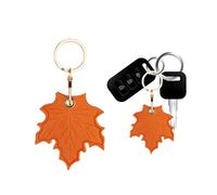 XFSRG Funda AirTag con Hoja Verde PU Accesorio Bolso AirTag Soporte Decorativo Llavero Creativo Frutas Ideal para Mujer y Hombre (Hoja de Arce)