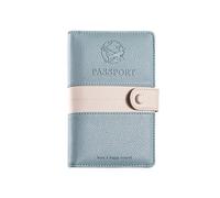 XFSRG Funda de Pasaporte de Cuero Elegante para Mujeres y Hombres RFID Cartera de Pasaporte con Ranuras para Tarjetas Porta Pasaporte Viaje Seguro y Estiloso para Viajeros(Azul Claro)