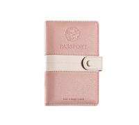 XFSRG Funda de Pasaporte de Cuero Elegante para Mujeres y Hombres RFID Cartera de Pasaporte con Ranuras para Tarjetas Porta Pasaporte Viaje Seguro y Estiloso para Viajeros(Rosa)