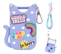 XFSRG Funda de Silicona para Botellas Desinfectante Manos 30 Ml con Forma Gato Estuche Silicona Espray Desinfectante de Manos Funda con Correa para Viaje (Azul)