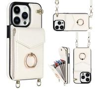 XFSRG Funda para iPhone 16 con Cuerda Tarjetero Mujer Correa de Muñeca Correa de Hombro Ajustable Anillo para Teléfono Móvil Funda