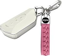 XFSRG Funda Protectora Llave Coche Brillante Estilo Elegante Carcasa Mando Distancia Automóvil Llavero Trenzado Cuero Compatible Varios Modelos