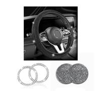 XFSRG Funda Volante Coche Universal de Cristales Brillantes Protector Volante Lujo Antideslizante y Transpirable Accesorios para Coche Elegantes y Modernos Cubre Volante para Mujer y Hombre (Negro)