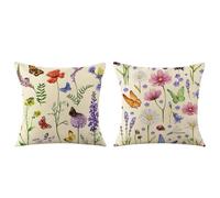XFSRG Fundas Cojines Sofá Decorativas con Diseño de Mariposas y Flores Funda de Almohada Impermeable para Exterior e Interior Fundas para Cojines de Jardín y Terraza