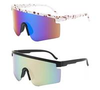 XFSRG Gafas Ciclismo Deportivas Unisex Pantalla Grande Protección Uv400 Lentes Espejadas Intercambiables Monturas Ligeras Resistentes