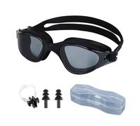 XFSRG Gafas de NatacióN Antivaho Ultravioleta Impermeables Campo VisióN Amplio y Claro CóModo Ajustable, Unisex para Adultos con Caja + 1 Par Tapones los Oídos Pinza Nariz(Negro