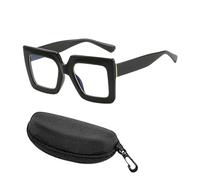 XFSRG Gafas de seguridad de luz azul con marco cuadrado para leer, jugar, oficina, elegantes gafas de luz azul retro cuadradas para hombres y mujeres, color negro