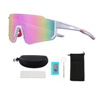 XFSRG Gafas de Sol Deportivas para Hombre y Mujer Ideales para Ciclismo Conducción y Aire Libre Protección UV400 Resistentes al Viento Incluye 5 Accesorio（Rosa）