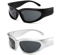 XFSRG Gafas de Sol Deportivas Unisex Estilo Futurista Lentes Polarizadas UV400 Montura Envolvente para Conducción y Actividades al Aire Libre (#A)