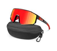 XFSRG Gafas de Sol Mujer Hombre Deportivas Protección UV400 Ciclismo Polarizadas con Estuche para Ciclismo Conducción Actividades al Aire Libre(Rosso)