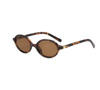 XFSRG Gafas de Sol Ovaladas Mujer Protección UV400 Sunglasses Retro con Estuche de Cremallera y Paño de Microfibra para Conducción y Viajes (Marrón)