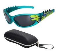 XFSRG Gafas de Sol para Niño con Diseño de Dinosaurio Protección UV Gafas de Sol Infantiles para Niños de 3 a 10 Años Moda y Seguridad para Actividades al Aire Libre (marco azul arena)