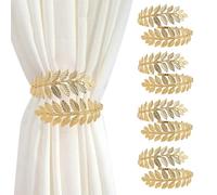 XFSRG Ganchos Cortinas Hoja Dorada Alzapaños Cortinas Metal Accesorios Decorativos para Hogar Sala de Estar Dormitorio (Oro, 4 Piezas)