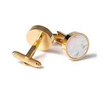 XFSRG Gemelos Hombre Dorados Con Nácar Elegantes Para Camisas Accesorios Moda Masculina