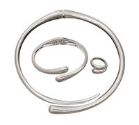 XFSRG Gota de Agua Juegos de Joyas Collar Pulsera Anillo Abierto Ajustables Joyas de Acero Inoxidable Regalos para Mujer y Niña