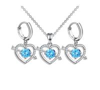 XFSRG Joyas De Mujer Con Diseño De Corazón Azul Y Flecha Conjunto De Collar Y Pendientes Elegantes Para Todas Las Ocasiones