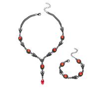 XFSRG Joyas de Mujer Conjunto Collar y Pendientes Elegante Diseño Vintage para Ocasiones Especiales (Nero e rosso)