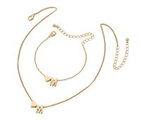 XFSRG Joyas de Mujer Conjunto Collar y Pulsera Oro Inicial M Corazón Moda Joyería para Mujer Elegante y Moderno