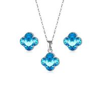 XFSRG Joyas de Mujer Conjunto de Collar y Pendientes Azul Cristal Moda Elegante Joyería para Mujer Ideal para Fiestas y Eventos