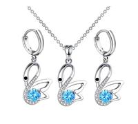 XFSRG Joyas de Mujer Conjunto de Collar y Pendientes de Cisne con Cristal Azul Joyería para Mujer de Moda Bisutería Elegante para Ocasiones Especiales