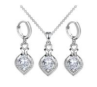 XFSRG Joyas de Mujer Conjunto de Collar y Pendientes de Plata con Cristales Brillantes Diseño Elegante para Eventos Especiales y Uso Diario