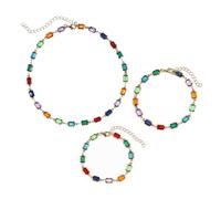 XFSRG Joyas de Mujer Conjunto de Collar y Pulsera Multicolor Elegante Joyería para Mujer Ideal para Fiestas y Eventos Especiales