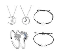 XFSRG Joyas de Mujer Conjunto de Joyería Luna y Sol Collares Pulseras y Anillos Estilo Bohemio para Uso Diario y Ocasiones Especiales