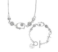 XFSRG Joyas de Mujer Elegantes Aleación Conjunto de Joyas Collar con Colgante y Pulsera para Eventos Especiales y Uso Diario