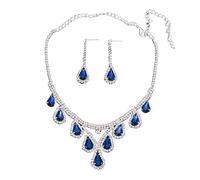 XFSRG Joyas De Mujer Elegantes Con Cristales Azules Conjunto De Collar Y Pendientes Joyería Para Mujer Para Eventos Especiales