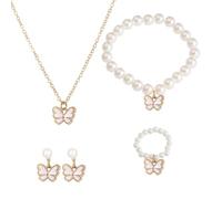 XFSRG Joyas de Mujer Elegantes con Diseño de Mariposa y Perlas Conjunto de Joyería para Mujer Moda Femenina para Todas las Ocasiones